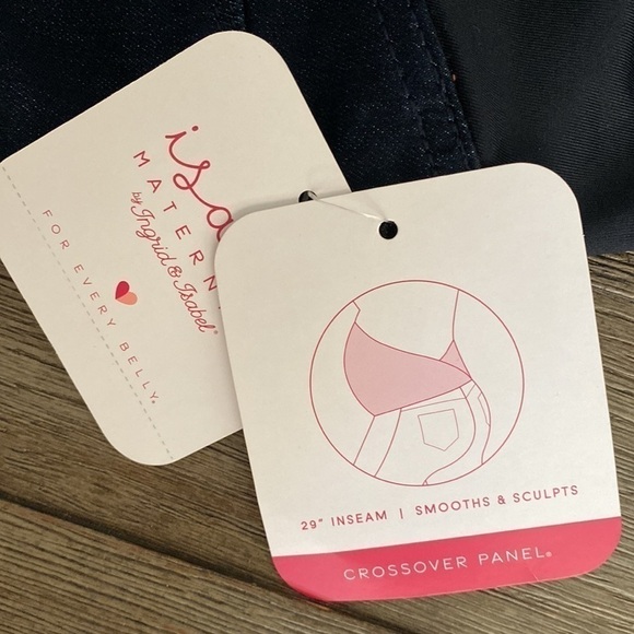 Isabel Maternity Crossover Panel Maternity Jeggings in Dark Wash - Picture 6 of 11